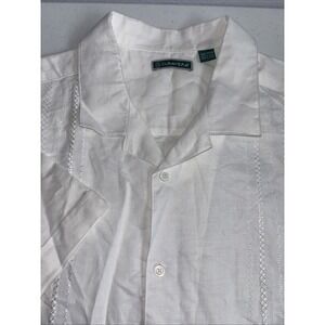 Cubavera Mens XXL NWT White Embroidered Tropical Ramie Cotton Blend SS Button Up